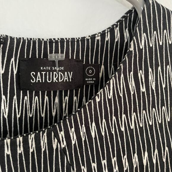 Kate Spade Saturday Black Print Pockets Sleeveless Fit and Flare Dress Size 0 - Picture 5 of 13
